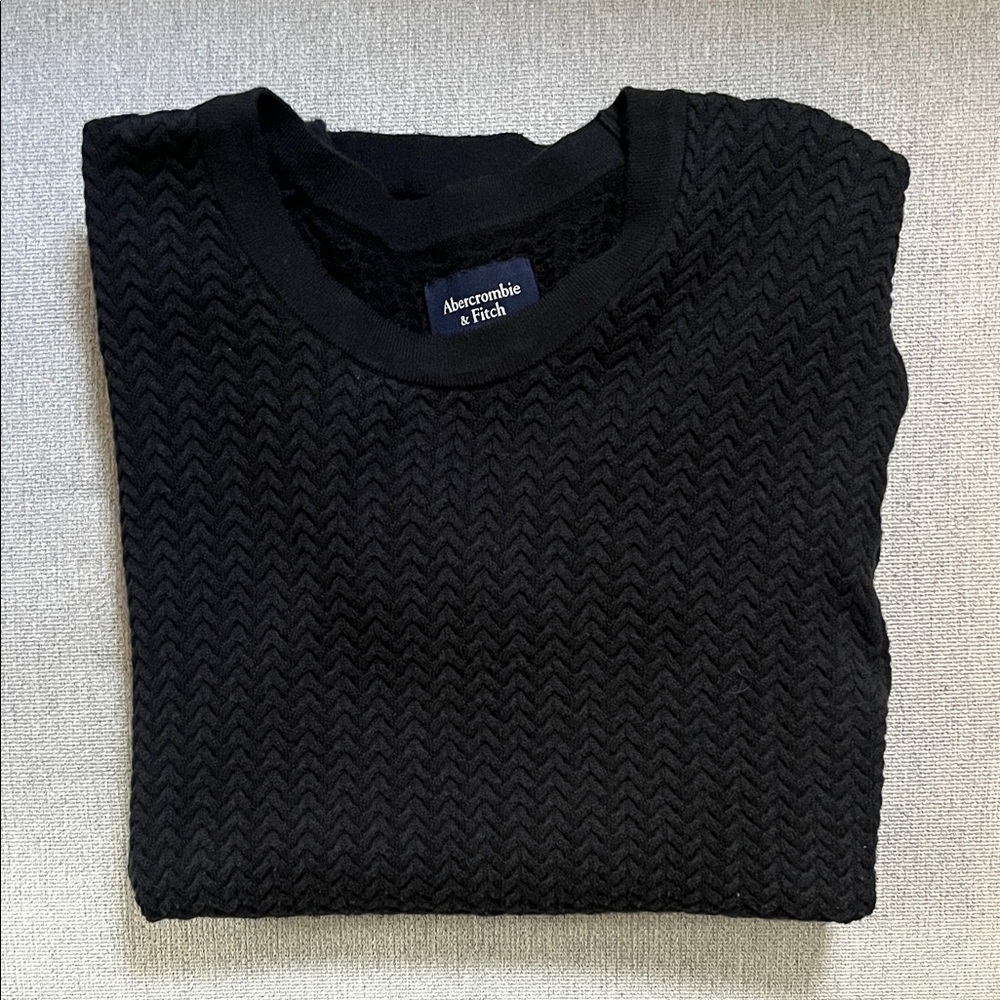 Abercrombie & Fitch Textured Black Crewneck Sweater